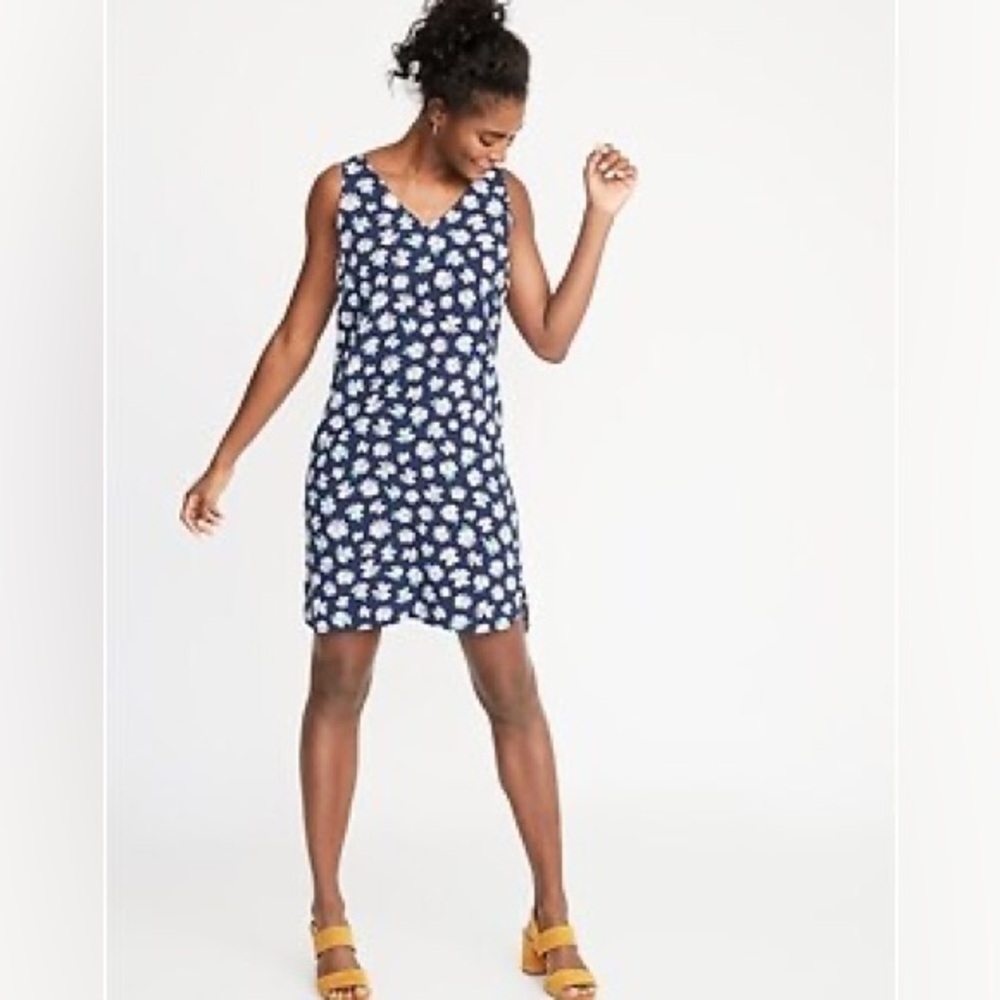 Old Navy Tank Shift Rayon Lightweight Summer Dress Floral Daisy Size Med
